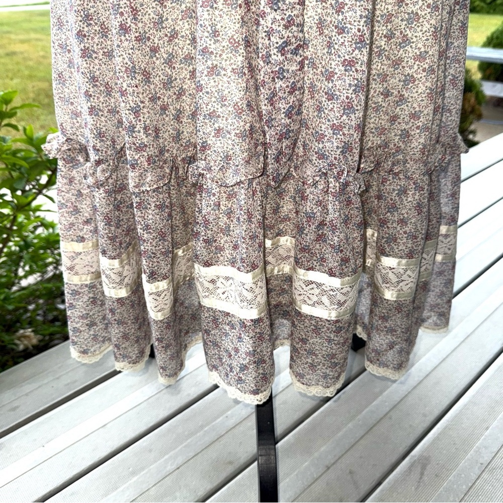 Vintage 80's Gunne SAX Prairie Dress Boho Cottage Victorian Wedding Fairy Dress - Picture 8 of 16